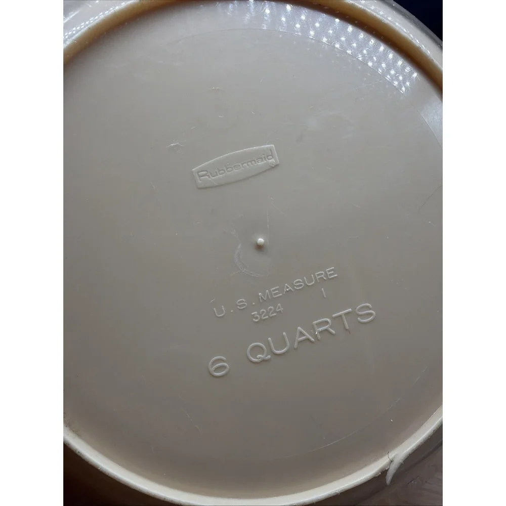 Vintage Rubbermaid Daisy 6 Quarts Storage Container 3224 Beige Tan Bowl W/Lid